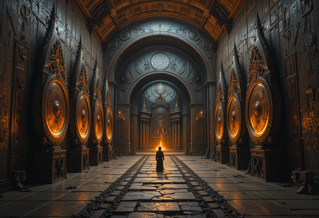 Glowing bells and gongs echo through fiery cosmic space