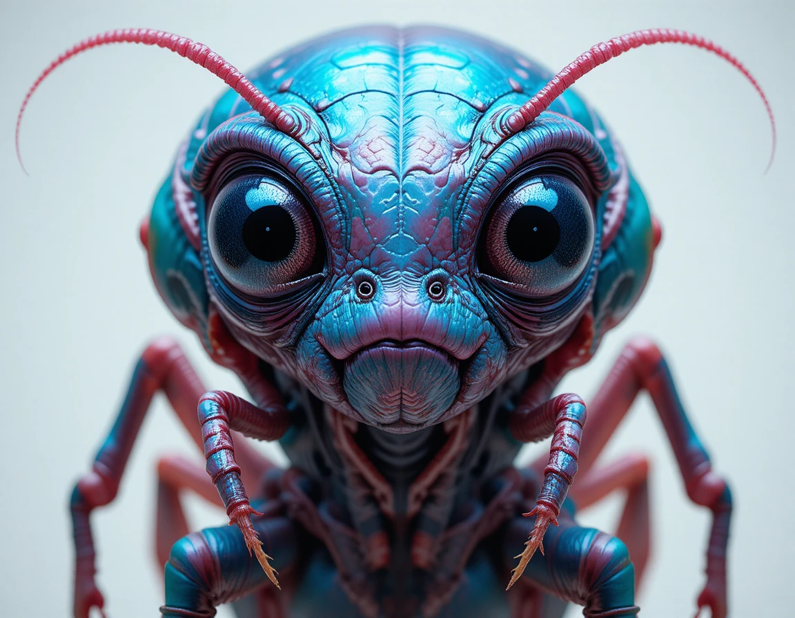 Criatura artrópoda alienígena colorida en ilustración digital suave
