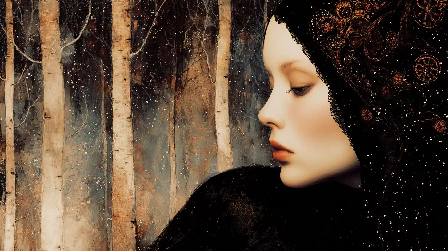 Chiaroscuro portrait of an ethereal woman of starlight