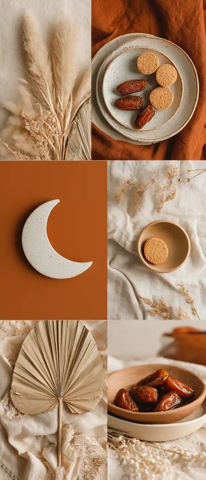 Bohemian eid dessert flat lay with dates and pastries