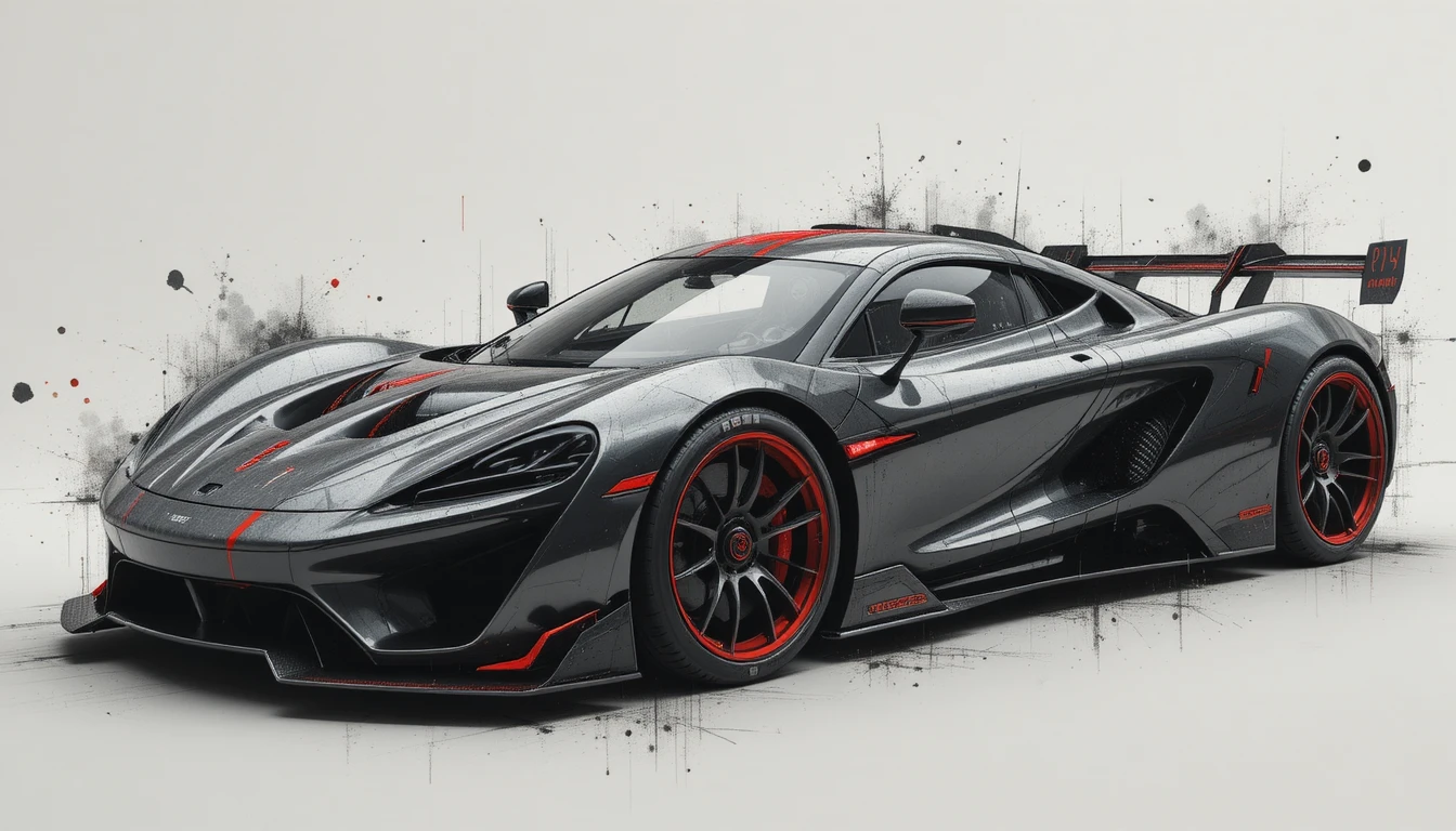 Concept di hypercar in grafite con audaci accenti rossi ad alte prestazioni