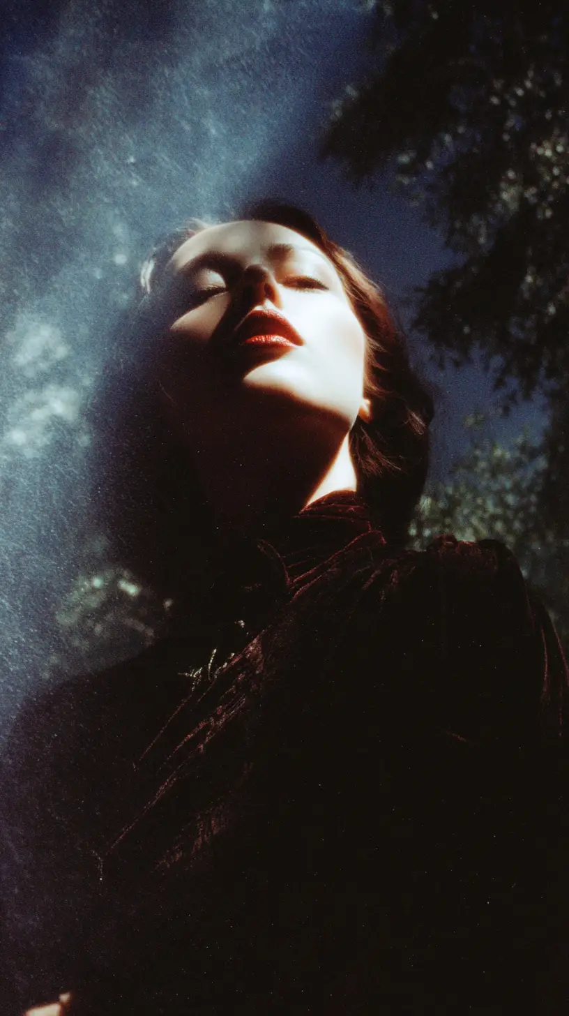 Chiaroscuro portrait of an ageless supernatural woman