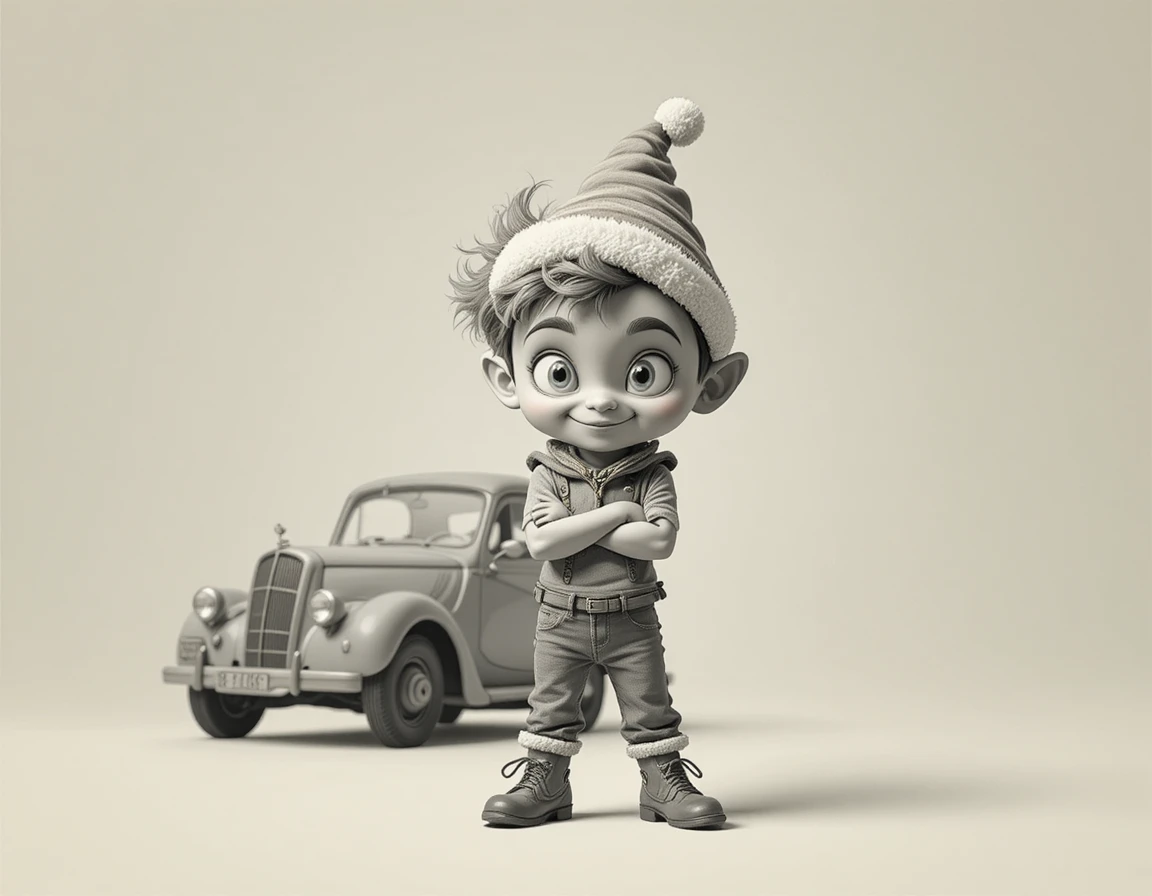 Niedlicher Cartoon-Goblin in selbstbewusster festlicher Pose