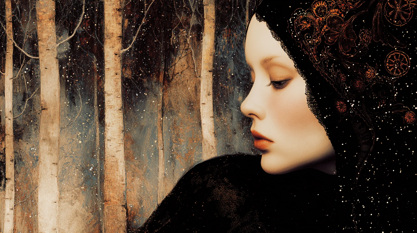 Chiaroscuro portrait of an ethereal woman of starlight