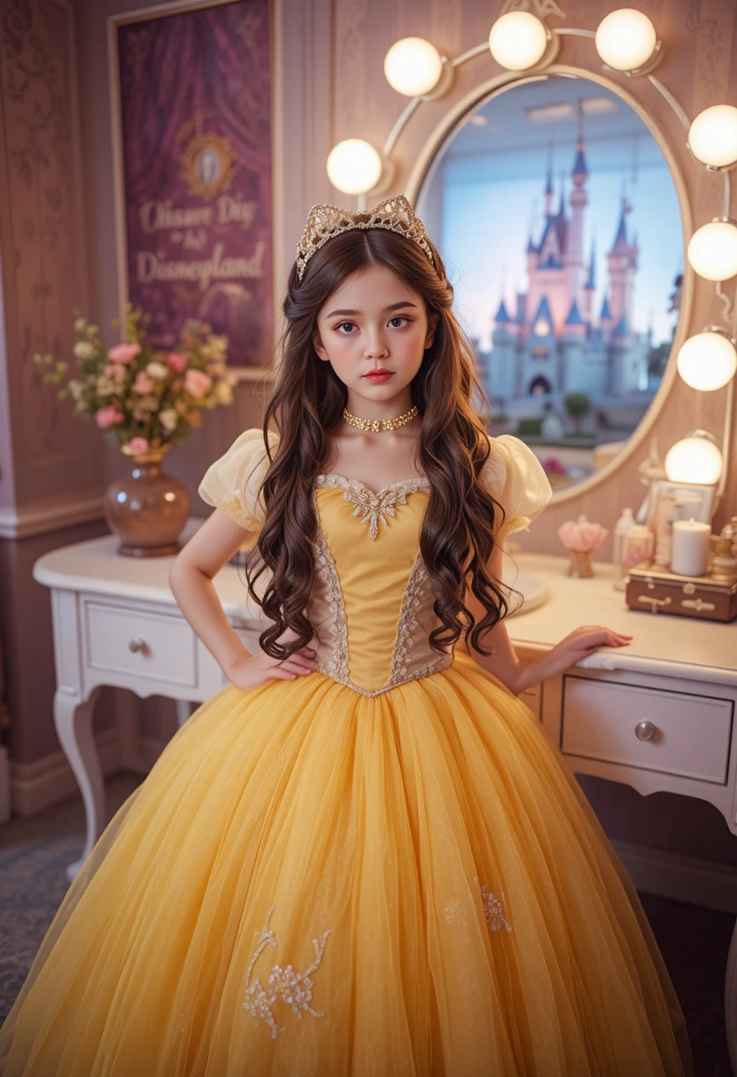 Young boy in princess costume at a Disneyland vanity