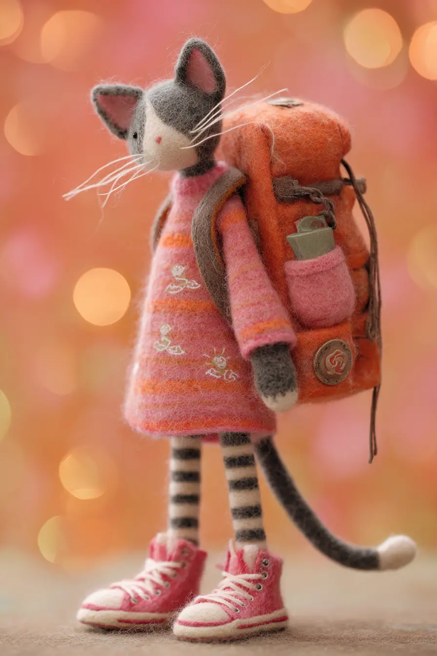 Tall cat lady packing a backpack for hiking