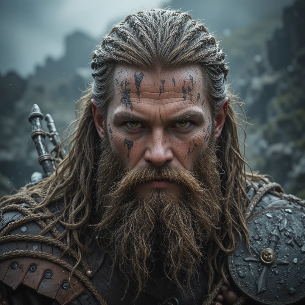 Illustration de personnage guerrier fort et sans peur de style viking