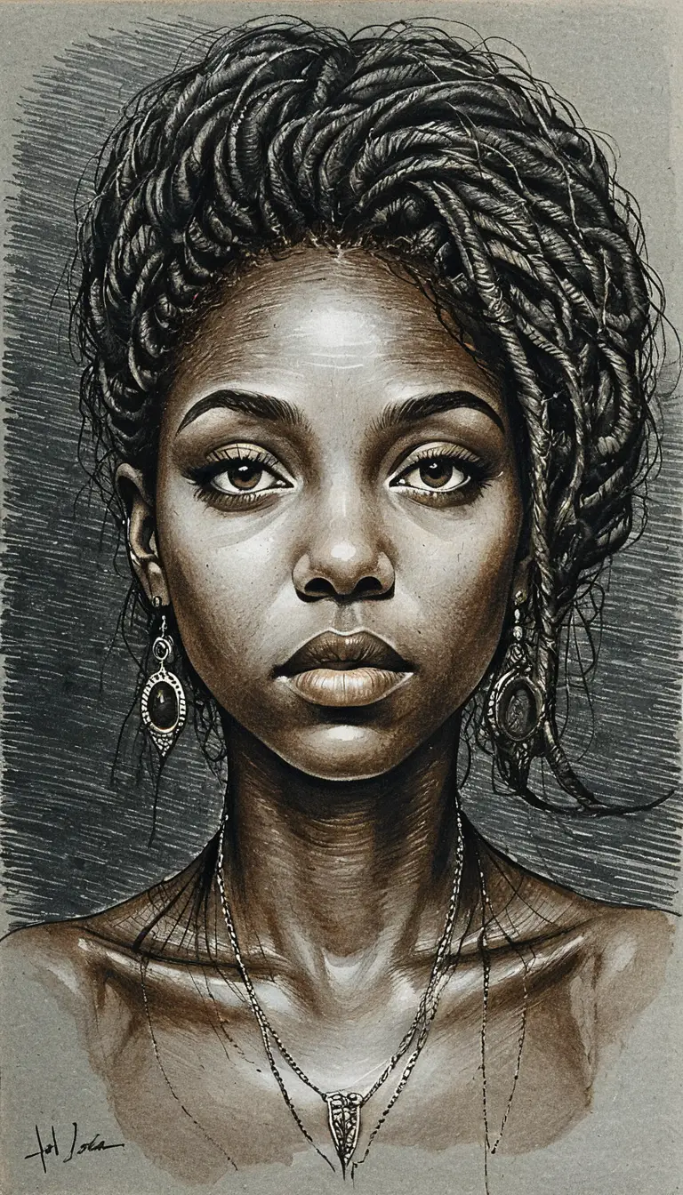 Retrato dramático en claroscuro de una mujer negra de perfil