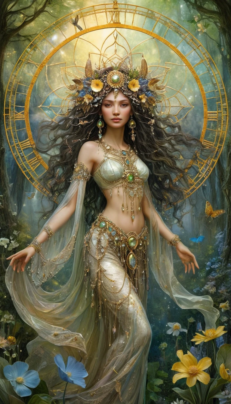 Donna mistica all’equinozio di primavera in una luce equilibrata