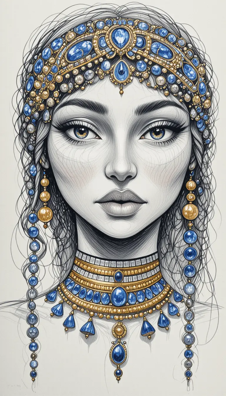 Stylized portrait of a Nubian girl with beaded braids
