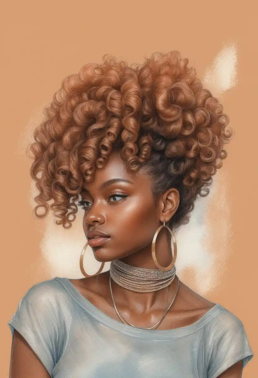 Portrait aux crayons de couleur d’une jeune femme noire stylée