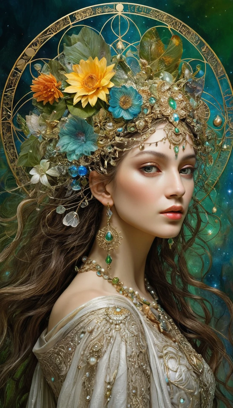 Donna eterea al bilanciato equinozio di primavera nella luce