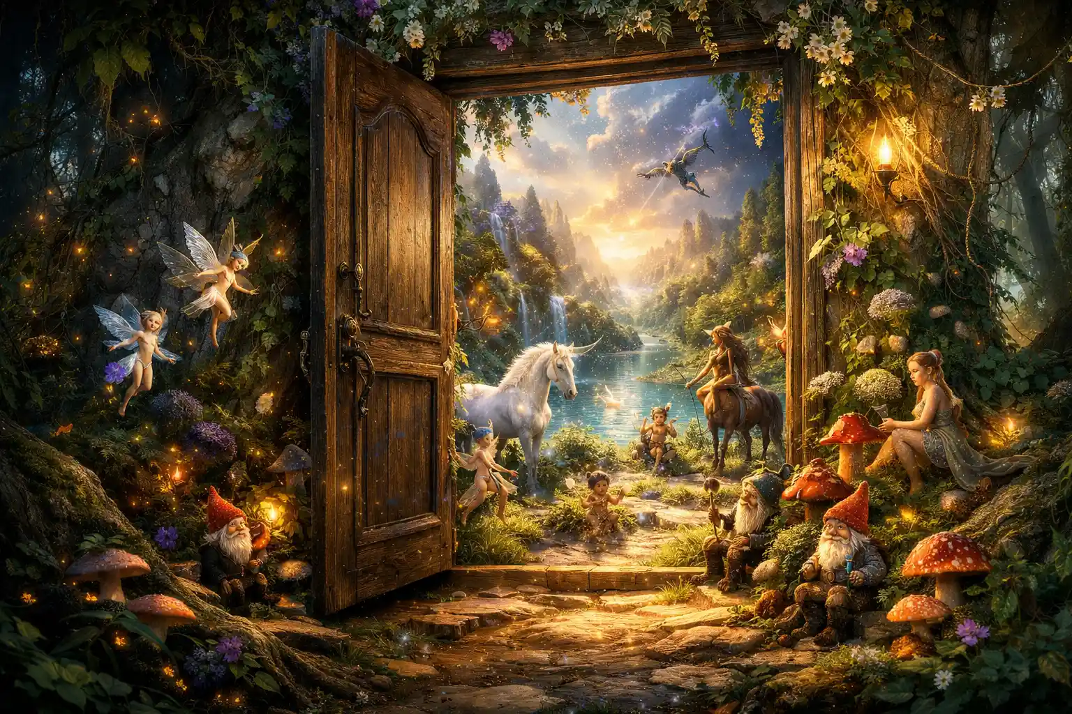 Doorway To A Magical Forest Of Mythical Creatures