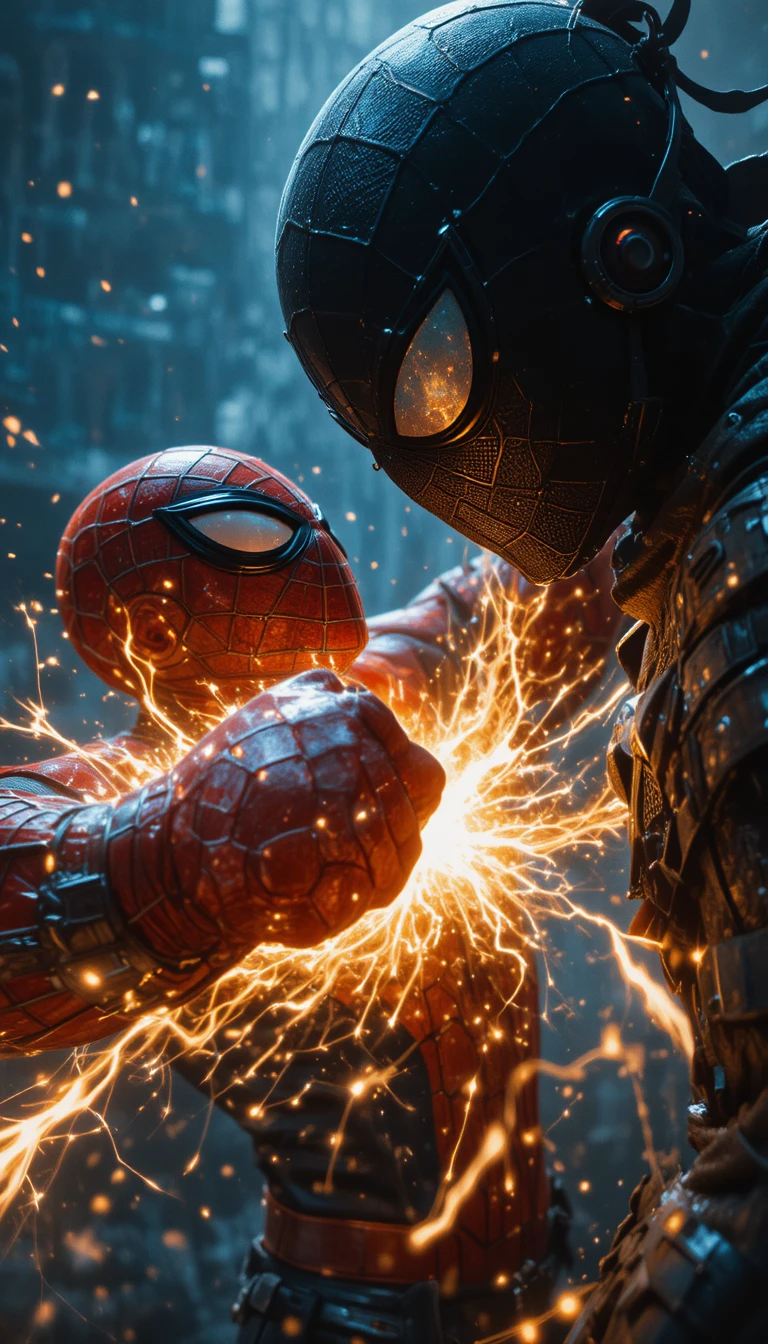 Superhero punch in dramatic cinematic slow motion action