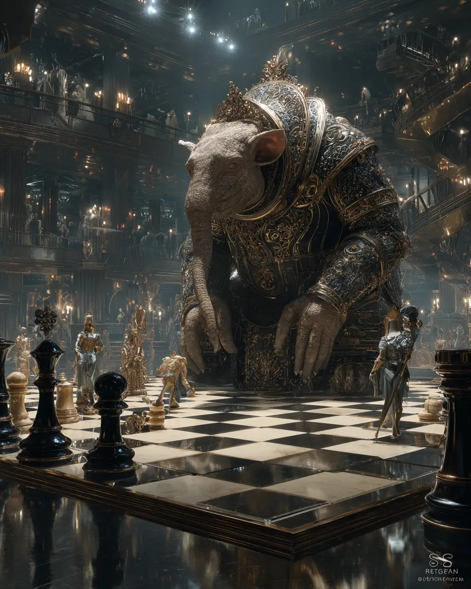 指揮活人體棋盤的人形化西洋棋國王