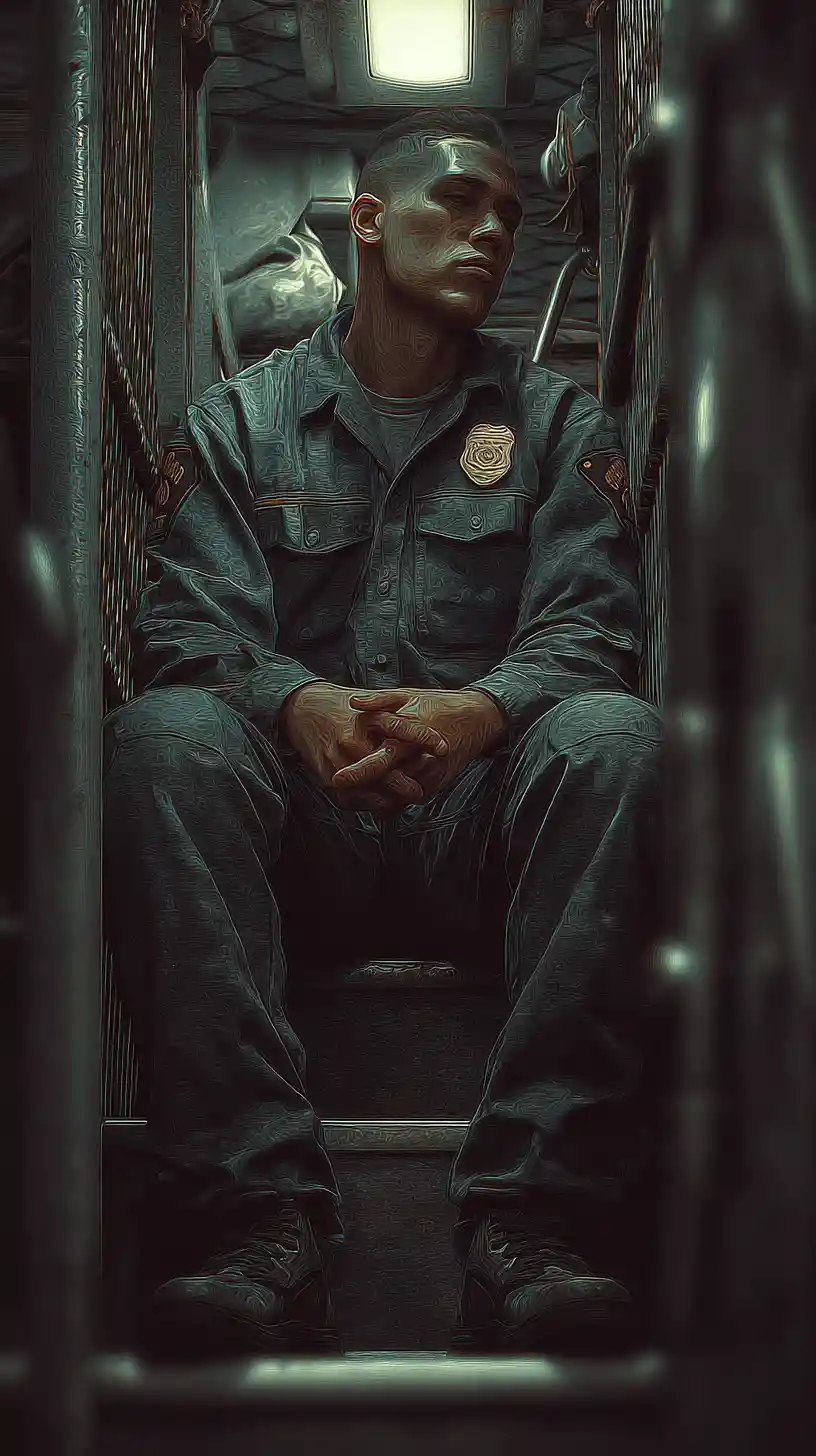 Latino prisoners in a crowded Mexican prison cell interior