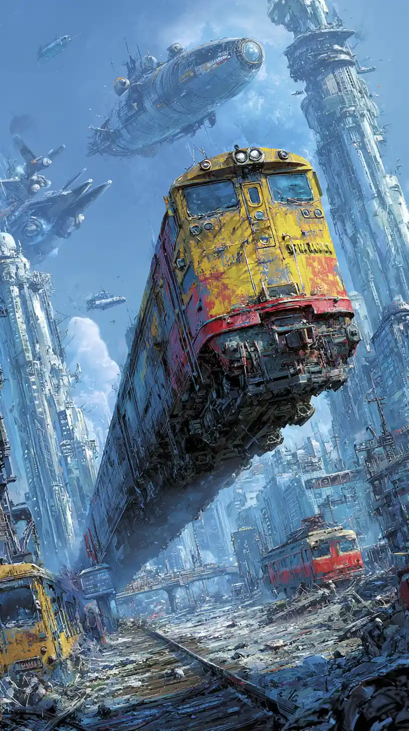Trains Leaping From Broken City Tracks In Chaos