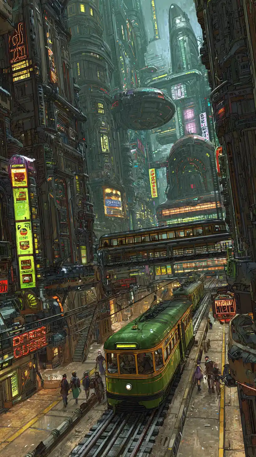 Surreal trains leaping from city tracks in apocalyptic chaos