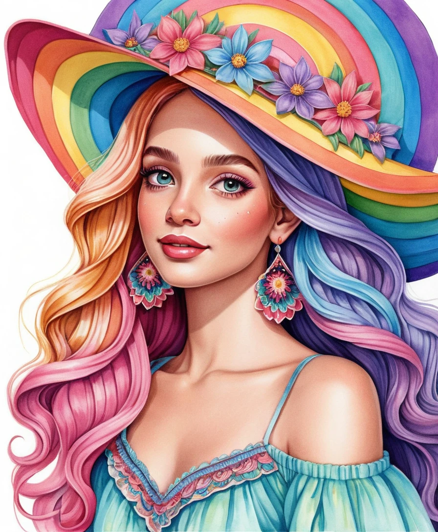 Ritratto a matita colorato di una dolce principessa in un sogno