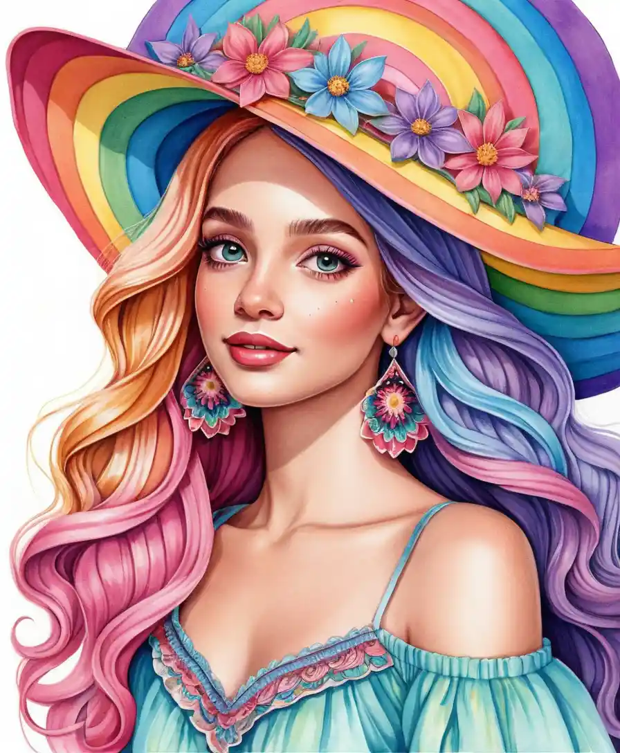 Ritratto a matita colorato di una dolce principessa in un sogno