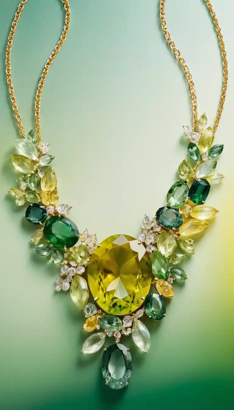 Poster Astratto di Primavera con Elegante Collana di Gemme