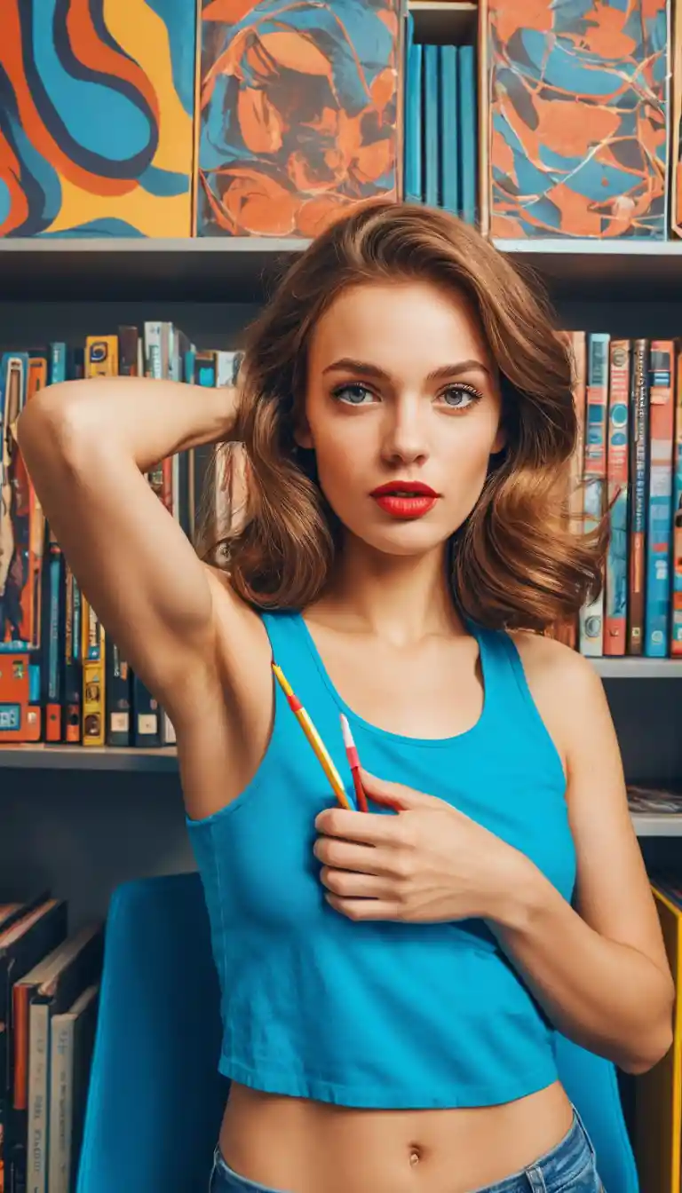 Vista em ângulo baixo de mulher em sala de armazenamento de escritório