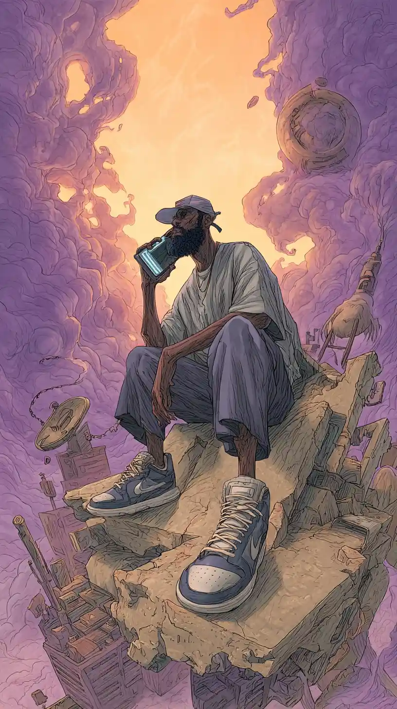 Man on a city street calling out to the heavens