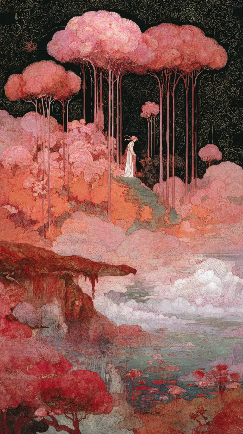 Melancholic figure in a surreal dreamlike landscape