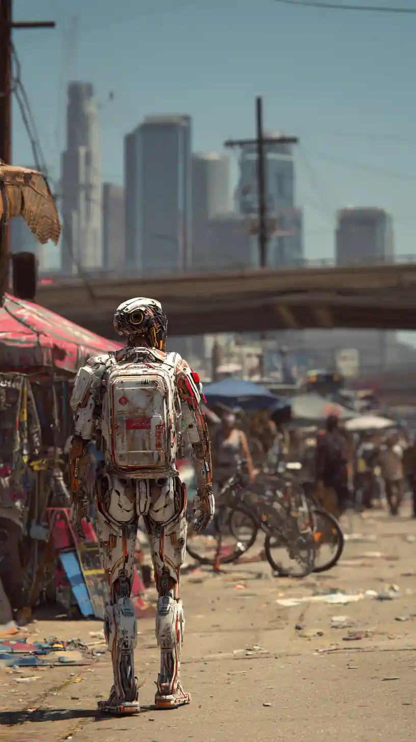 Futuristic Los Angeles Cityscape Beyond Massive Protective Wall