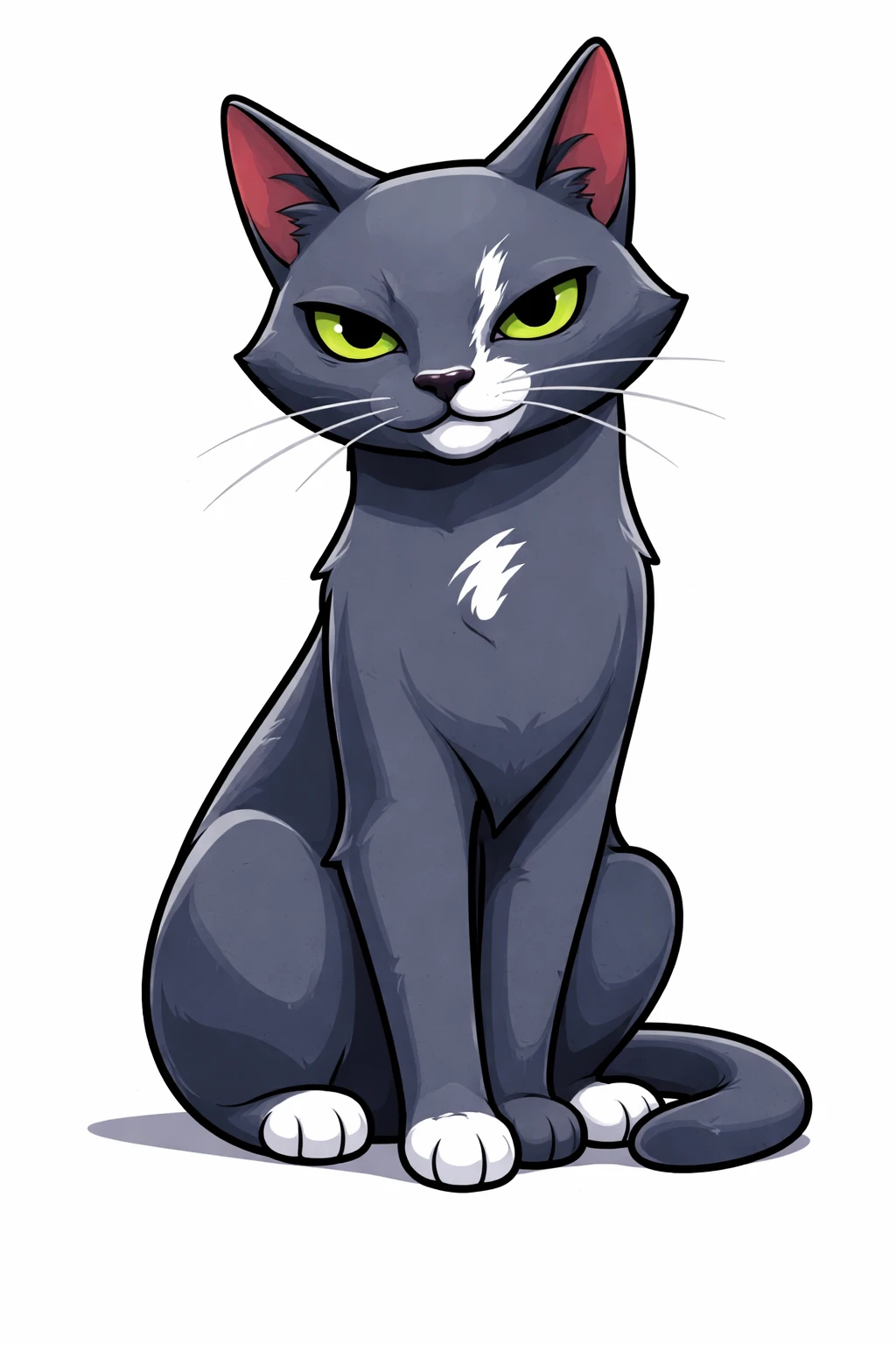 Russisch Blau Cartoon-Katze mit schelmisch ausdrucksstarken Augen