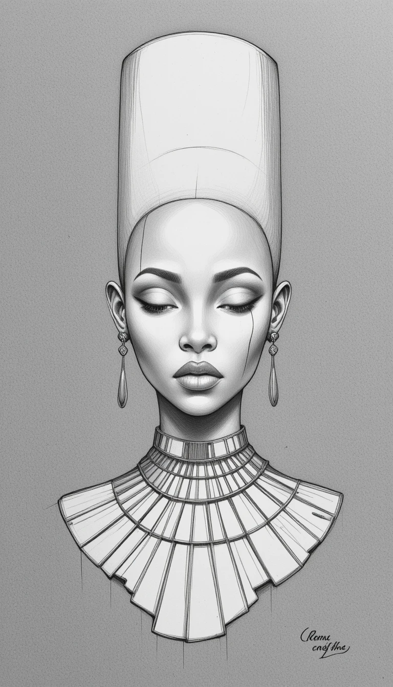Graphite bust portrait of an elegant African woman