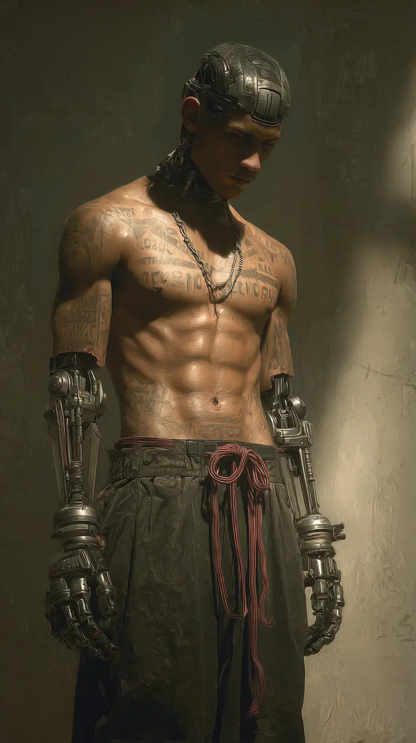 Prisonniers latinos dans une prison de Californie surveillés par des gardiens cyborgs