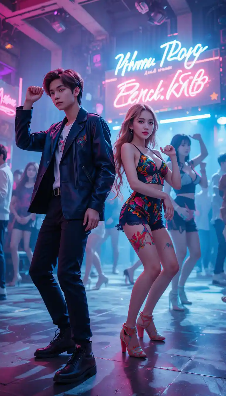 K pop boys and girls dancing on stage before a crowd