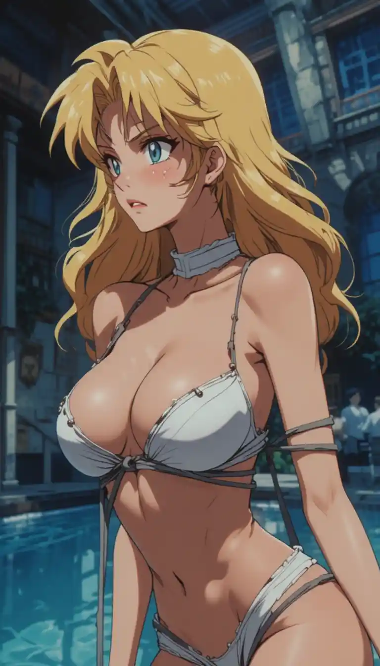 感情的な束縛視点のアニメ美少女のクローズアップ