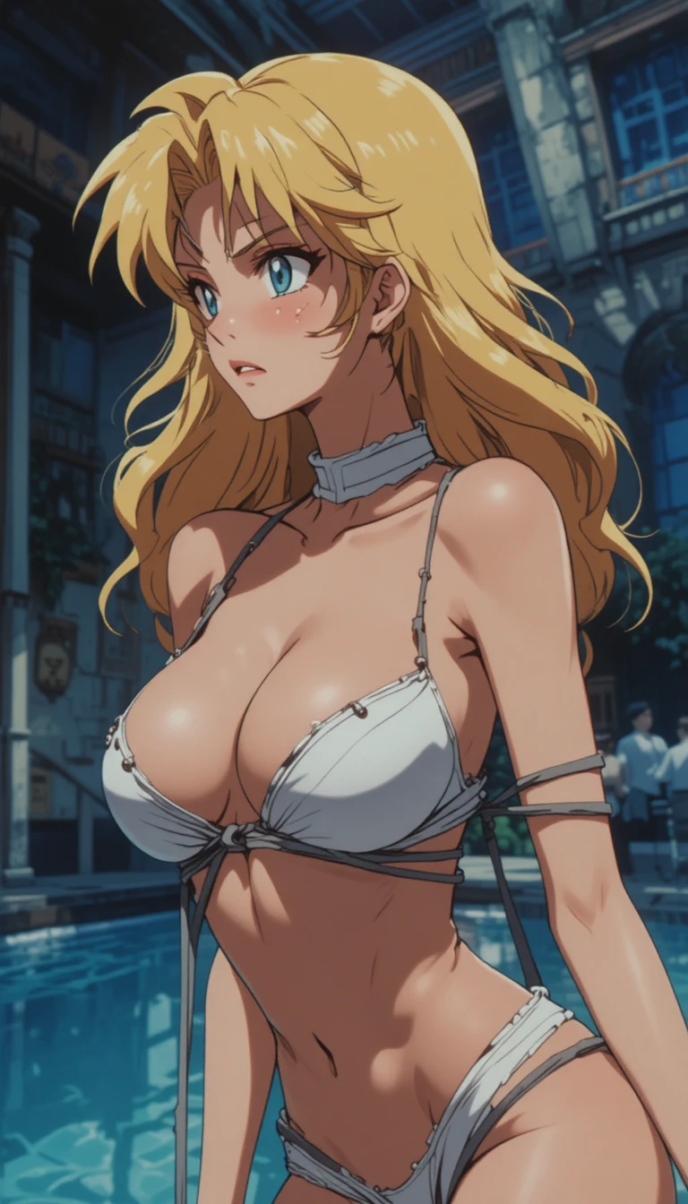 Close up anime heroine in emotional bondage perspective