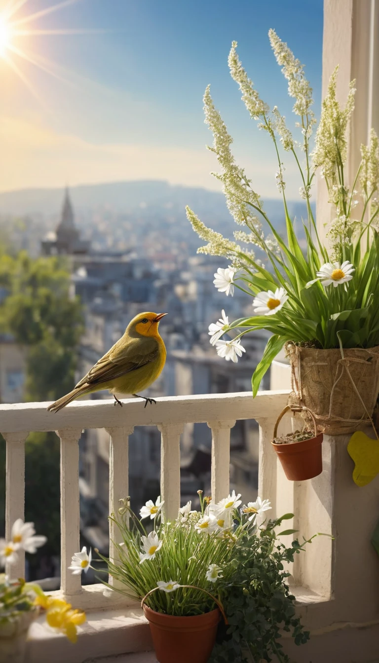 Hopeful spring bird and butterflies rising from the soul