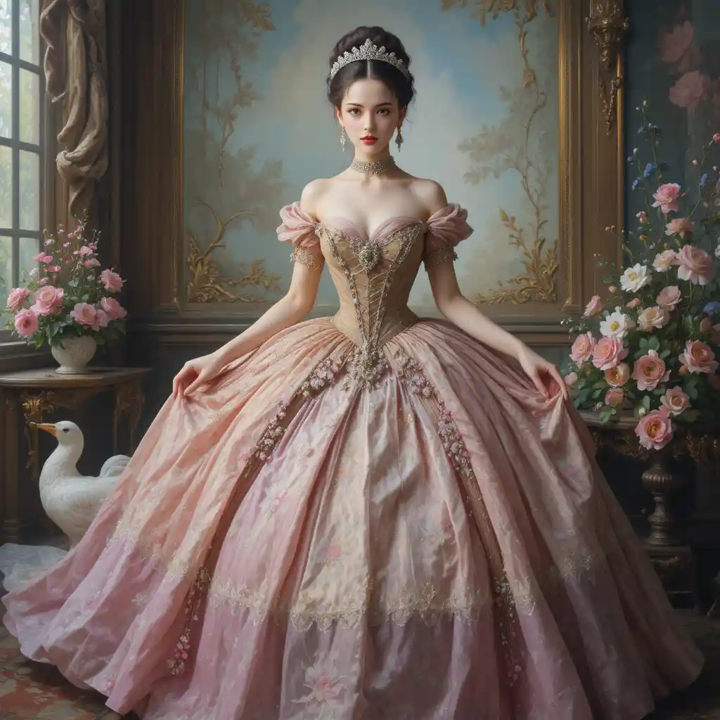Elegante retrato de cuerpo entero de una mujer con vestido primaveral