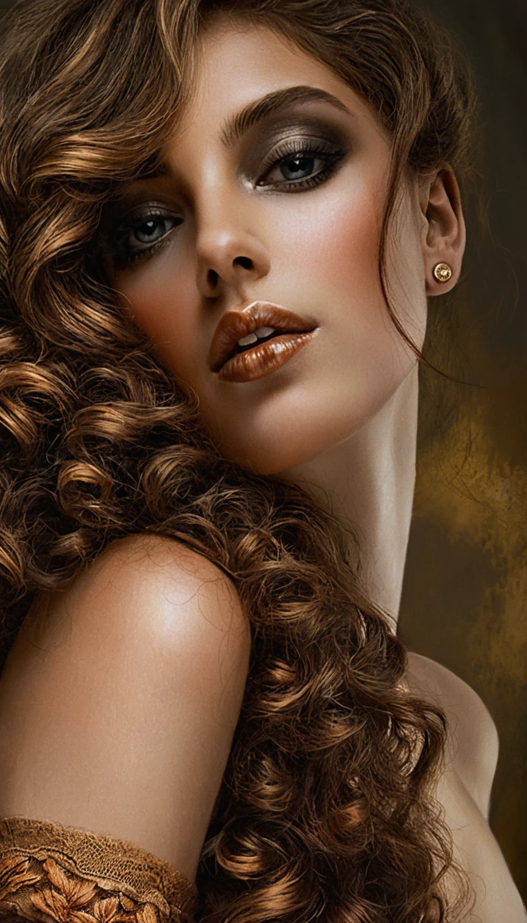 Color pencil portrait of freckled girl with curly auburn hair