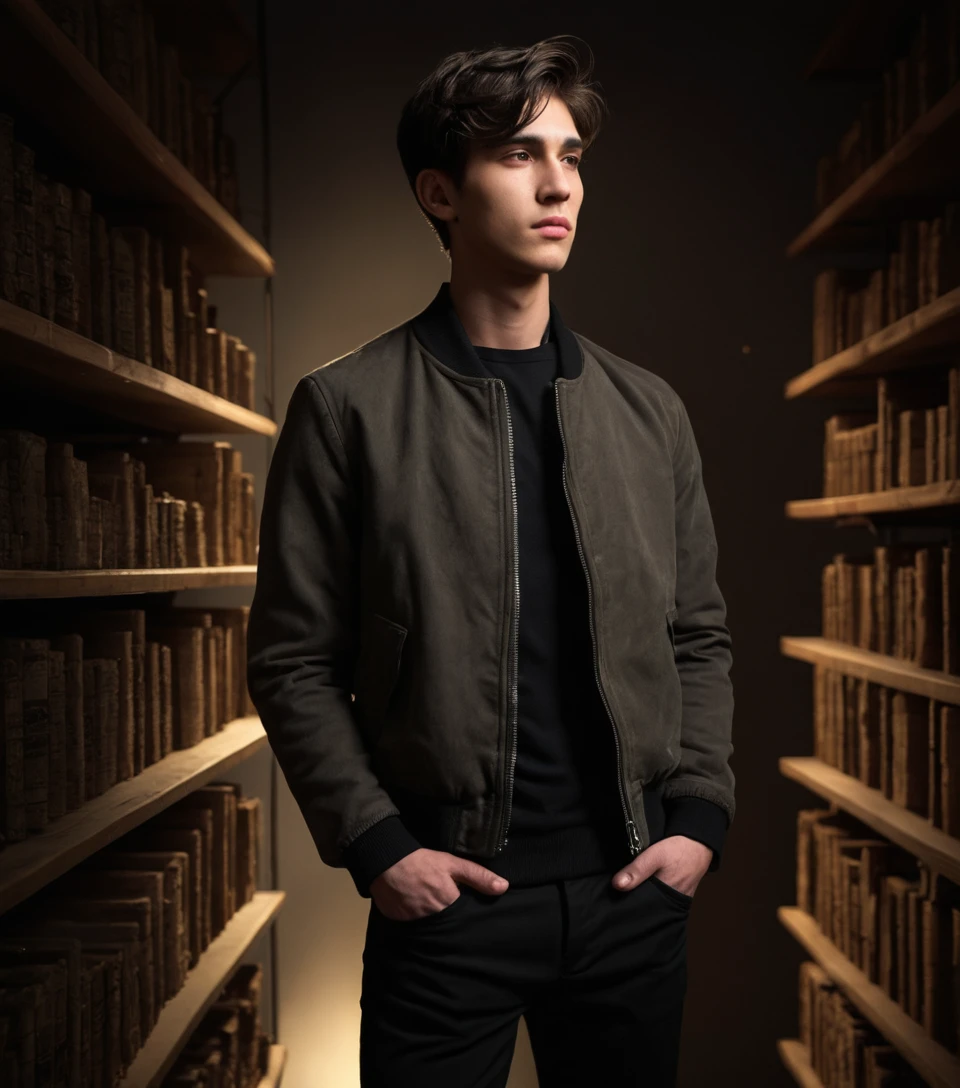 Konzentrierter Teenager führt in einer verlassenen Bibliothek