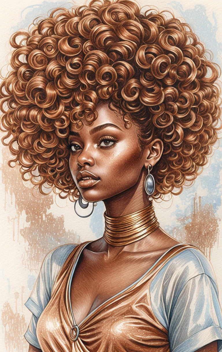 Colored pencil portrait of a stylish young black woman