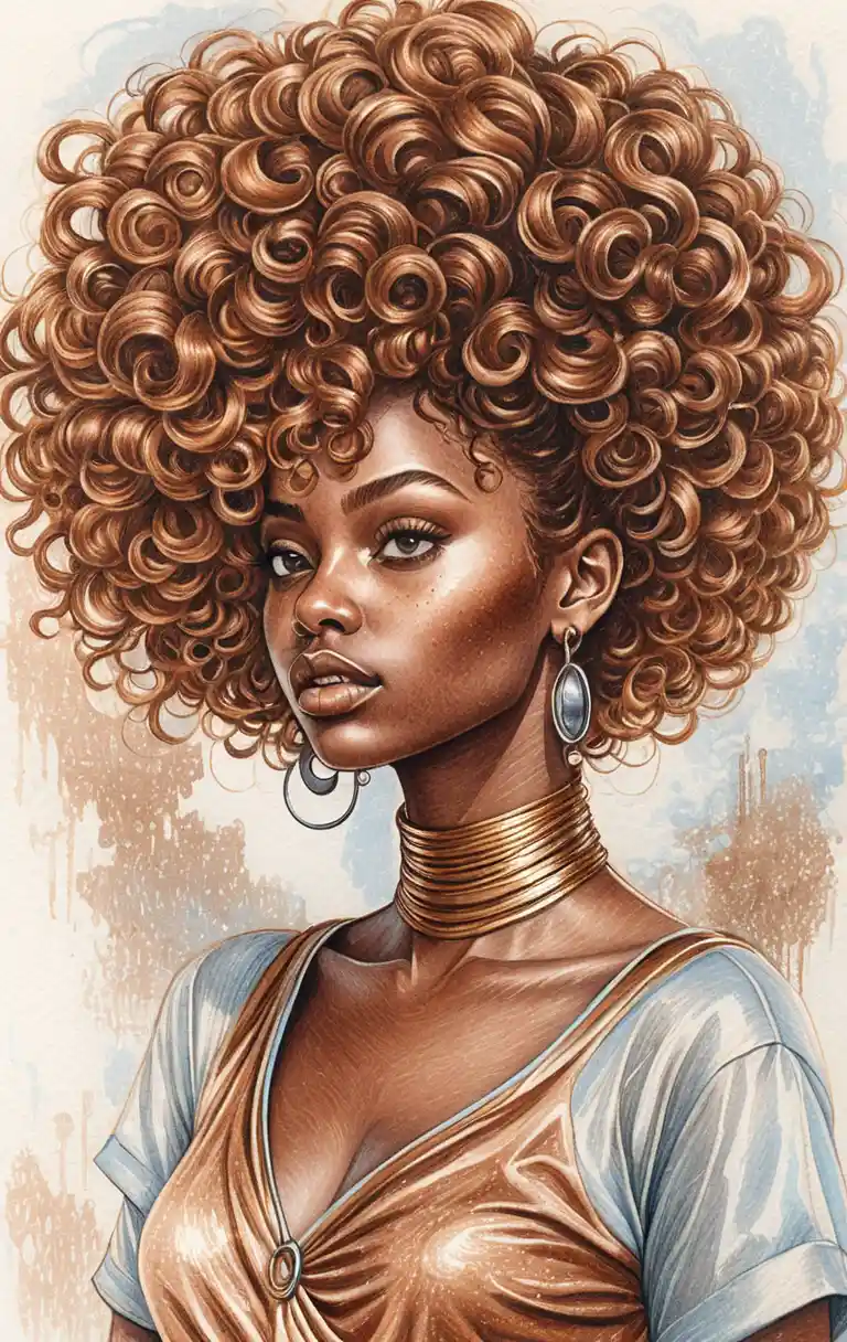 Colored pencil portrait of a stylish young black woman