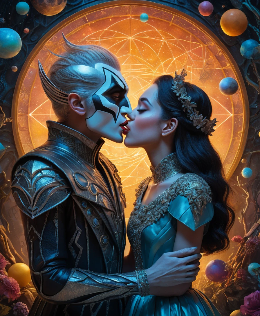 Verspielte Fantasycharaktere in einer lebendigen surrealen Landschaft