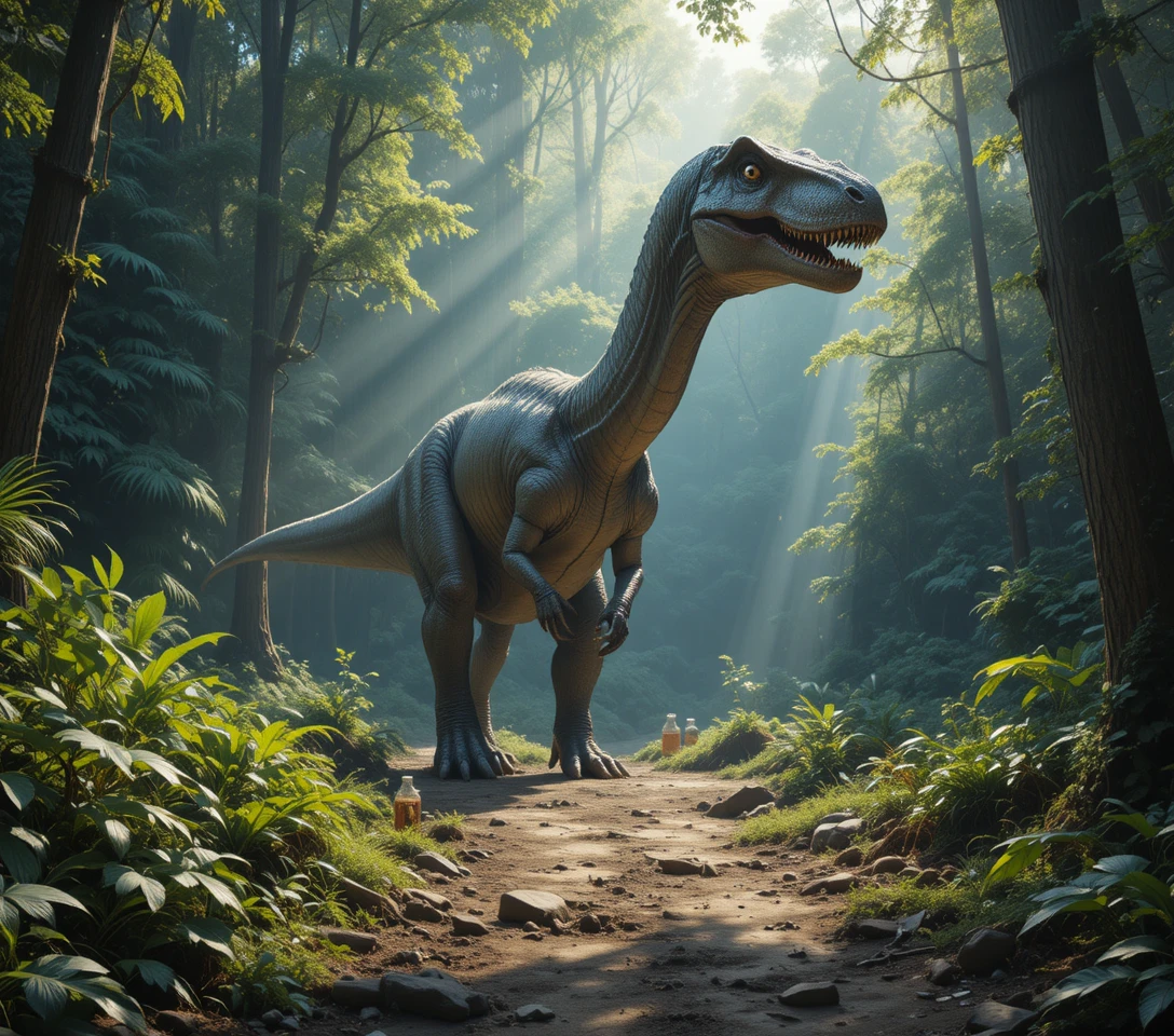 Majestätischer Brachiosaurus in einem üppigen prähistorischen Wald