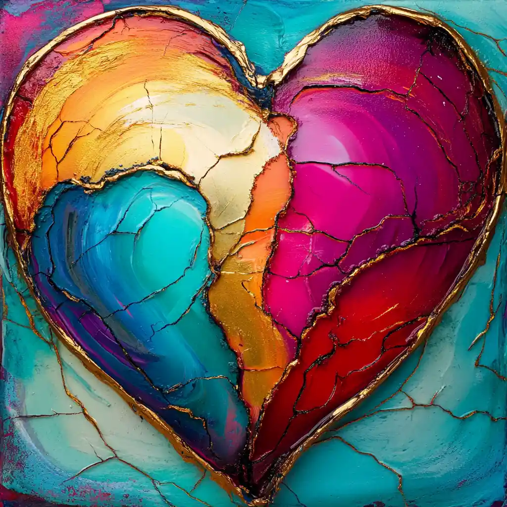 Abstract glowing heart of flowing color and light
