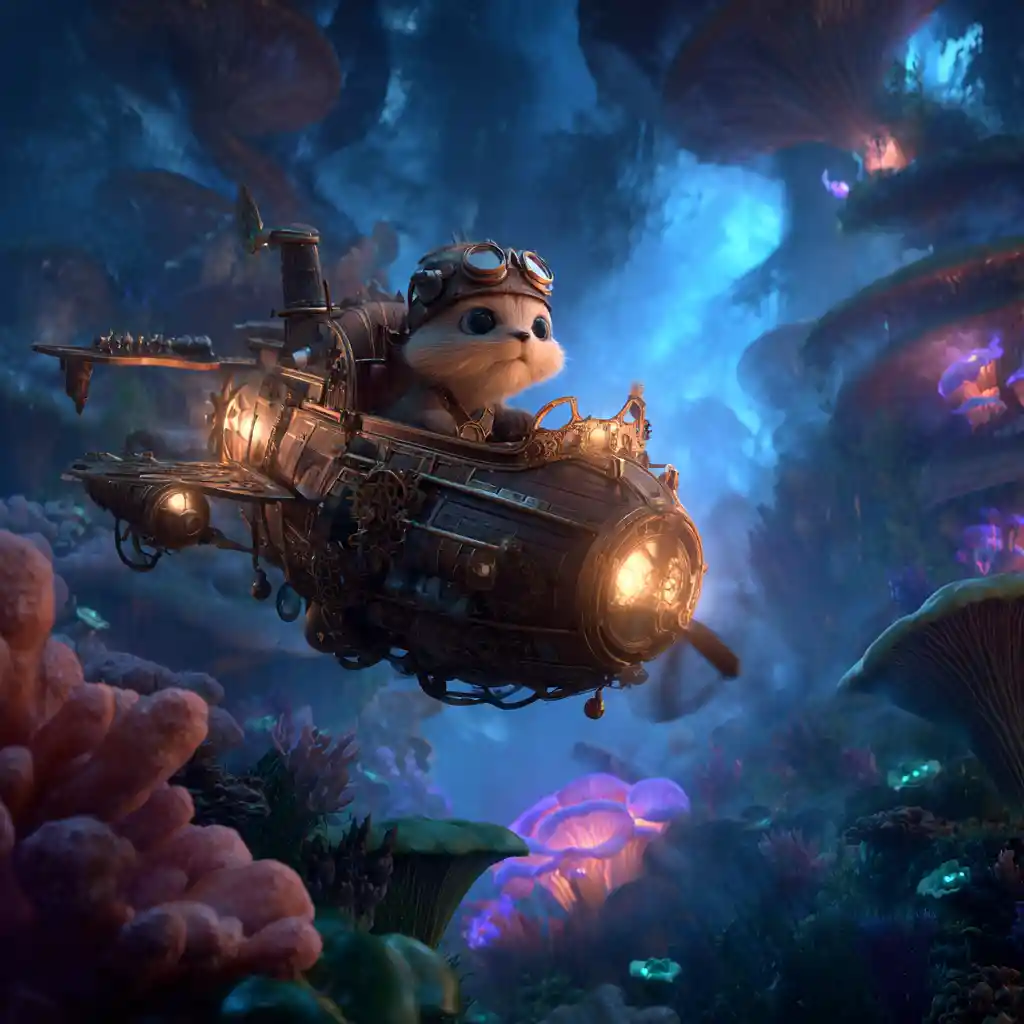 Squirrel Pilot Steering A Steampunk Chess Airship