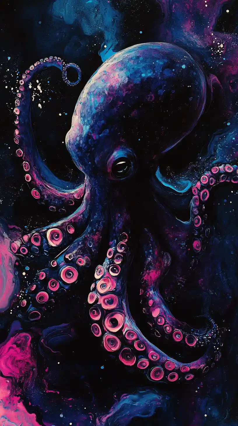 Surrealer abstrakter Oktopus in einer dunklen Unterwasserwelt