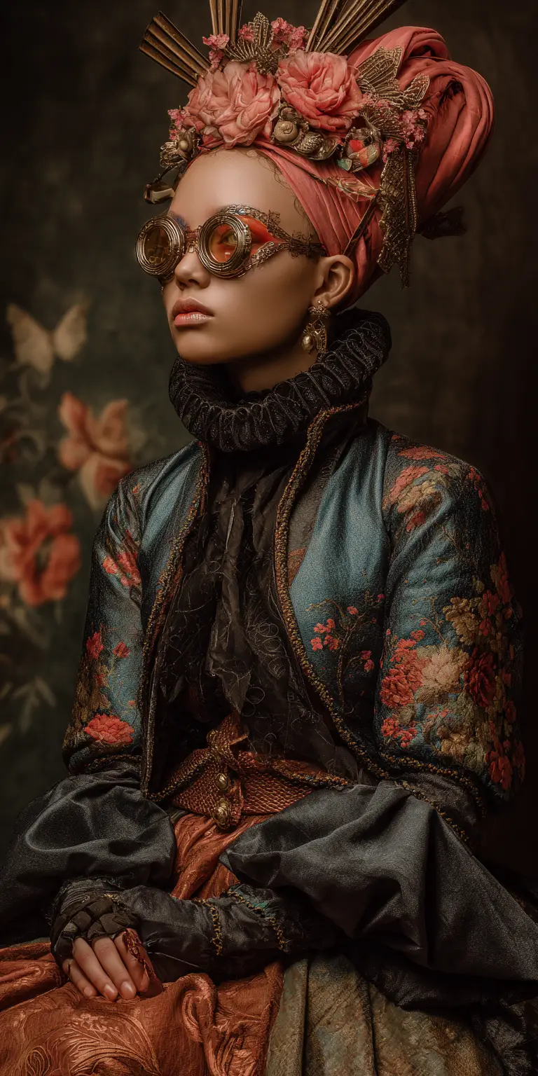 Surreal fashion woman in a relativity inspired dreamscape