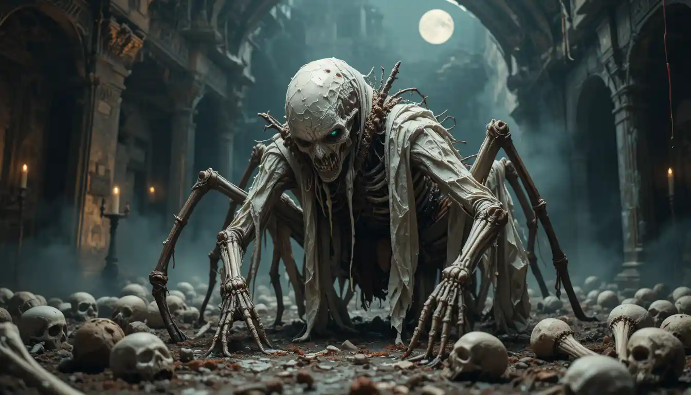 Terrifying Crypt Monster Crouched In Candlelit Shadows