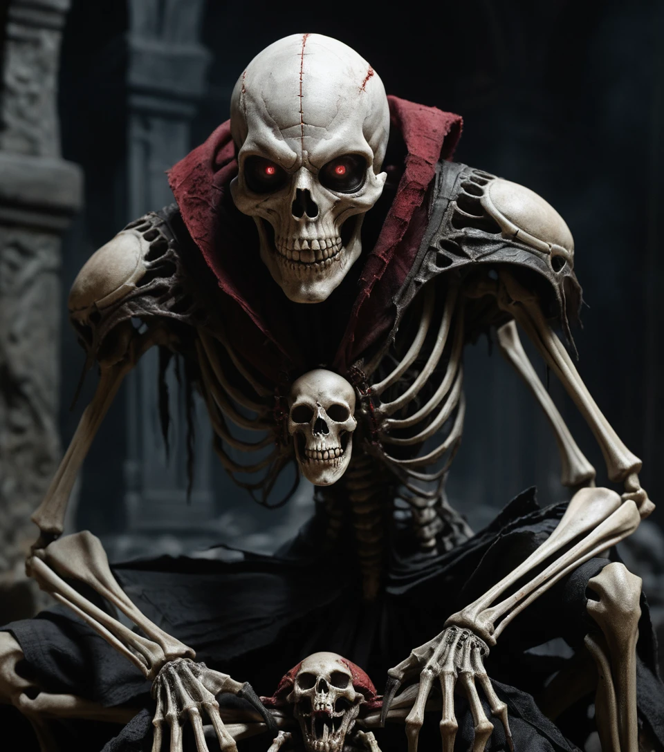 Terrifying Skeletal Spider Crypt Monster In Candlelit Crypt