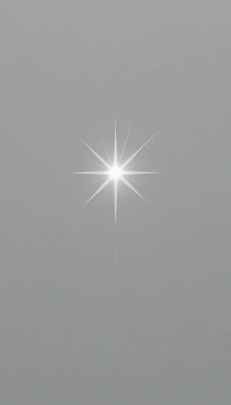 Ilustração minimalista de estrela brilhante em fundo cinza suave